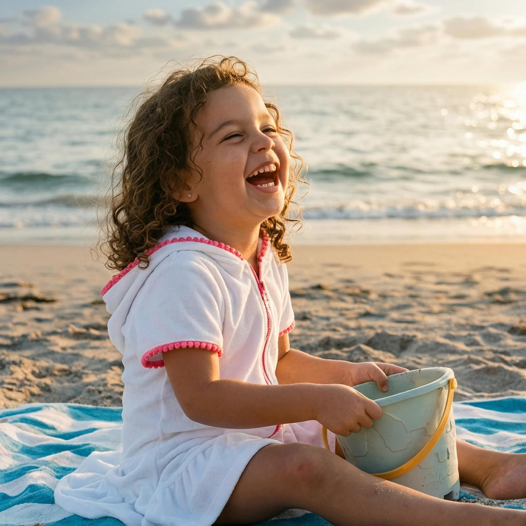 Toddler Girls Swim Cover Up with Hood and Zipper