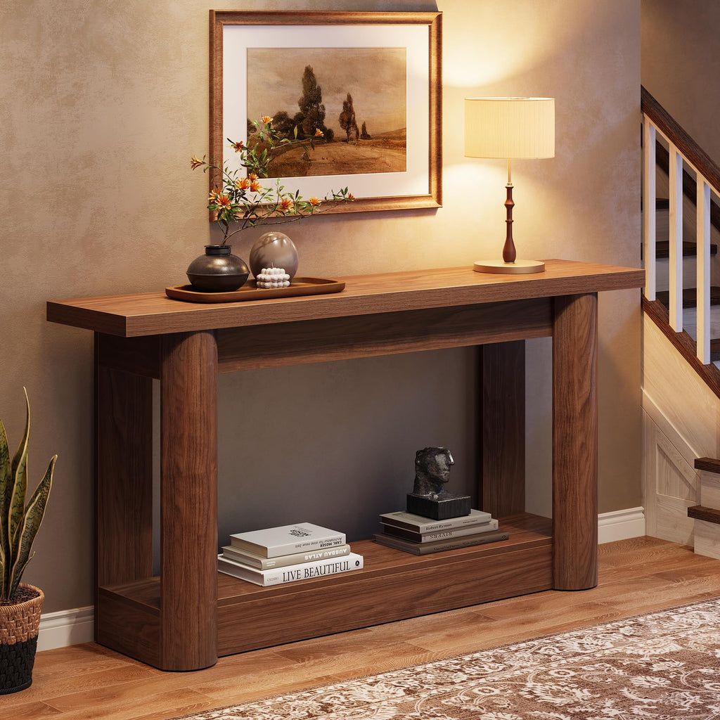 63" Farmhouse Console Table, Narrow Long Sofa Table Behind Couch