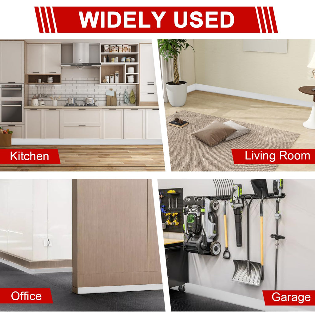 Wall Baseboard Trim 4 Inch x 20 Feet, Flexible Self-Adhesive Rubber Baseboard for Walls, Peel and Stick