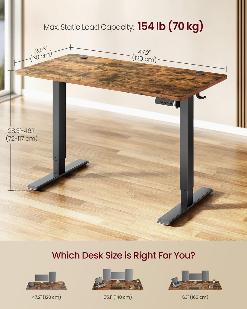 Standing Desk, 48x24 Inch Electric Adjustable Desk, 30-Min Assembly