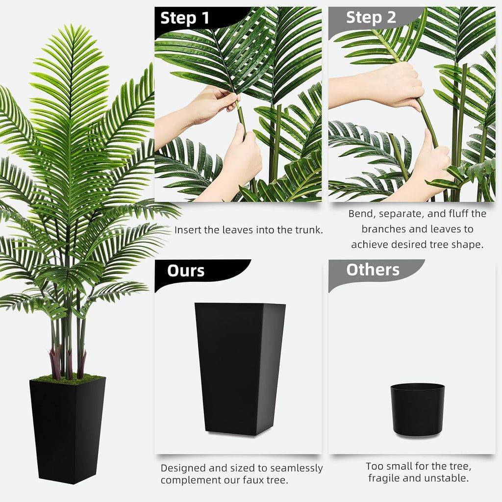 Artificial Plant 6FT Fake Palm Tree with White Tall Planter