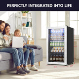 Beverage Refrigerator Cooler - 126 Can Mini Fridge with Glass Door for Soda Beer