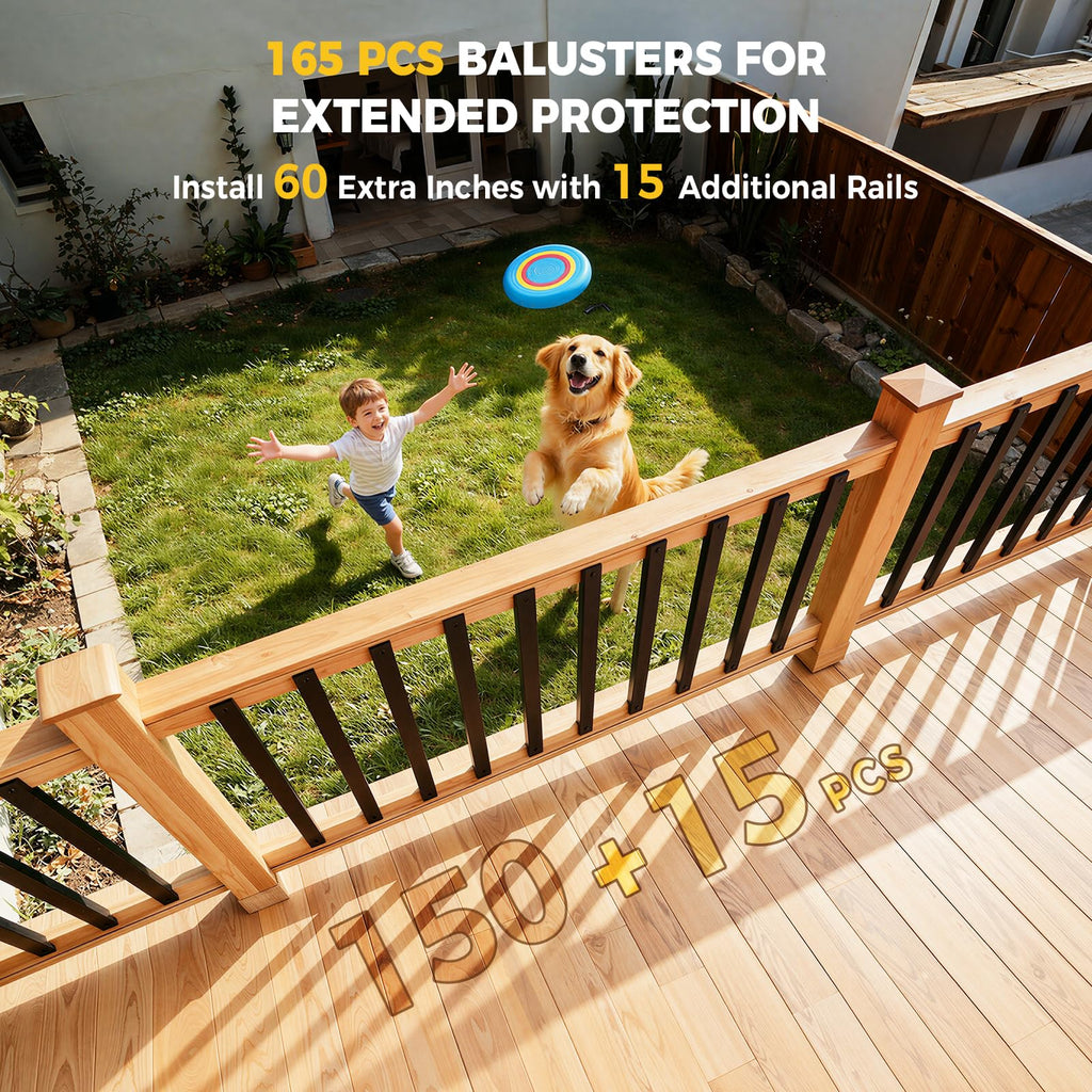 165 Pcs 32"Rectangular Deck Balusters, Straight Spindles Railing Kit