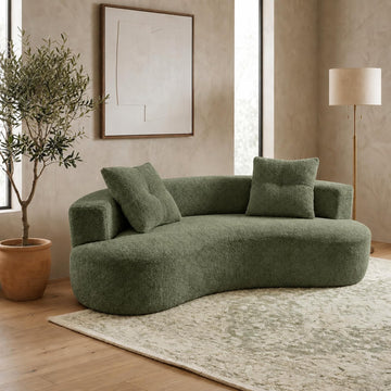 Luxury 80" Curved Loveseat, Chenille Curved Couch with 2 Big Pillows & Extra Wide Armrests, Comfy Upholstered