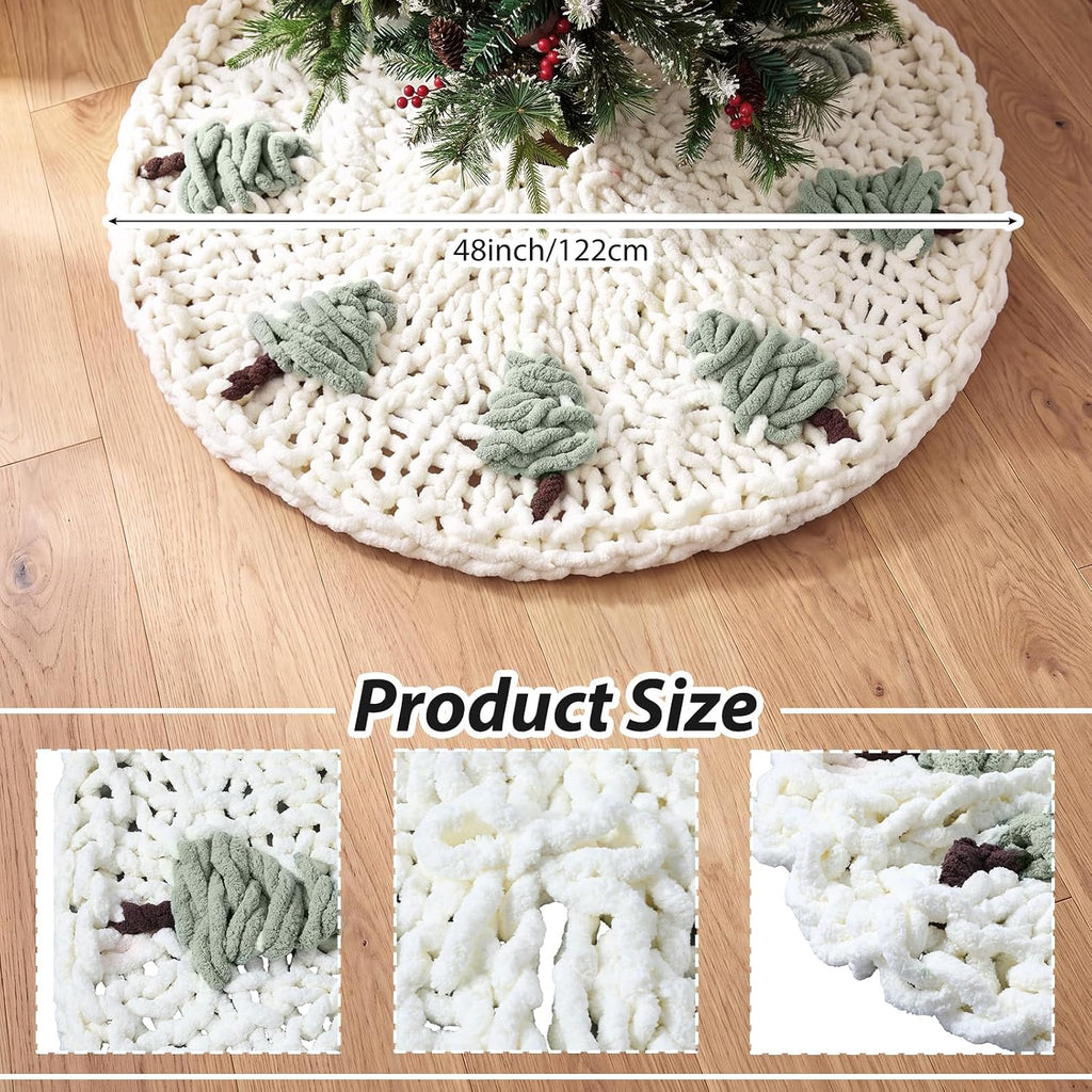 48'' Chunky Knit Christmas Tree Skirt Beige Xmas Trees Skirt