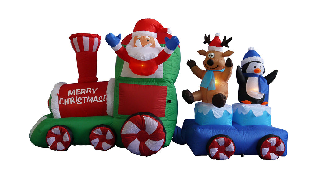 7 Foot Long Lighted Christmas Inflatable Santa Claus Reindeer Penguin