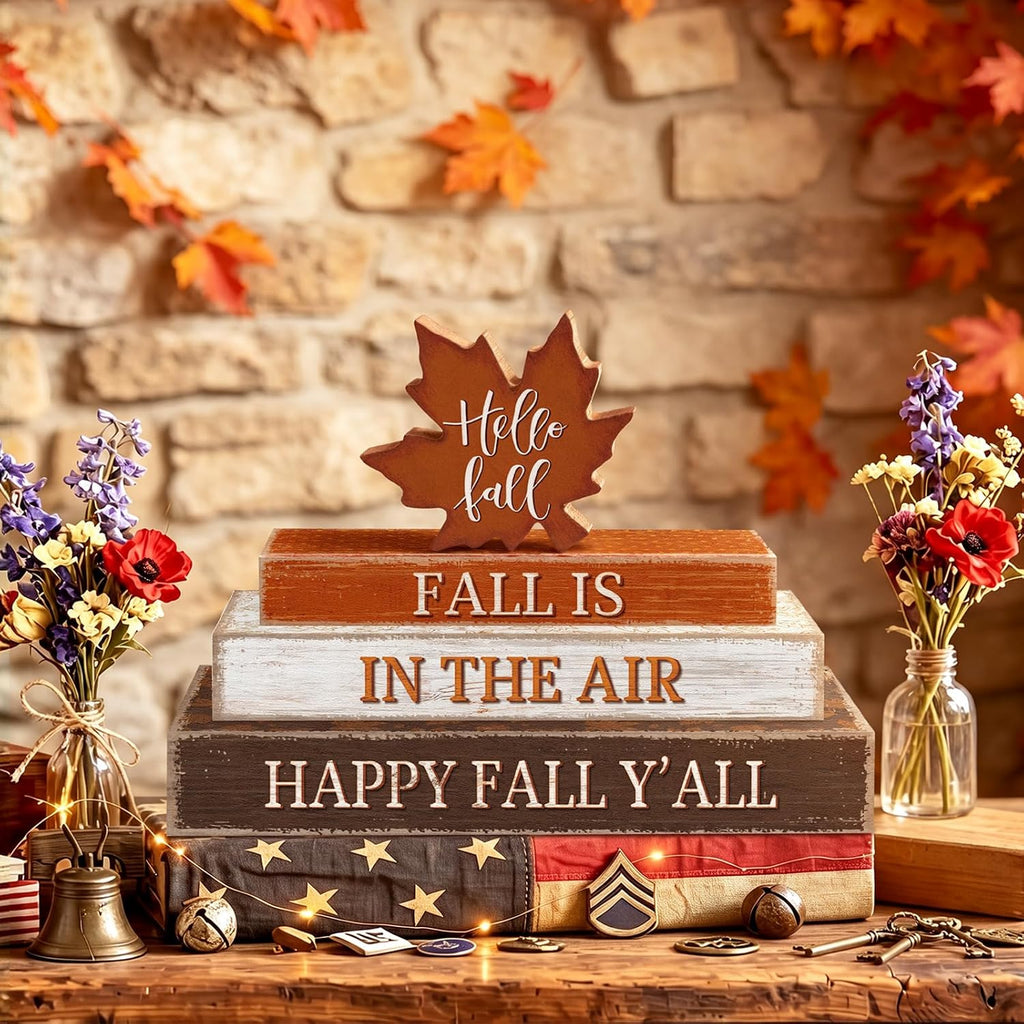 Fall Decor Wooden Maple Leaf Decoration Kitchen - Set of 4