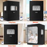 2 Person Sauna, Extra Large Sauna, Portable Steam Sauna Tent with 2 Steamers, 2 Folding Chair, 71”x 49”x 36”, Black