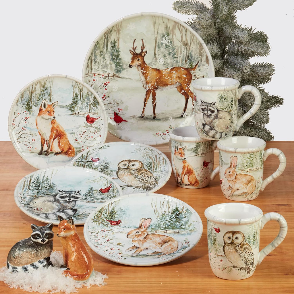 Winter's Walk Ceramic Rectangular Platter - Showcase roasts, appetizers, or desserts on this wintry woodland platter