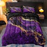 Black Gold Comforter Set Purple Marble Bedding Set King Black Marble Stone Abstract Artwork Bedroom Decor Black Marble