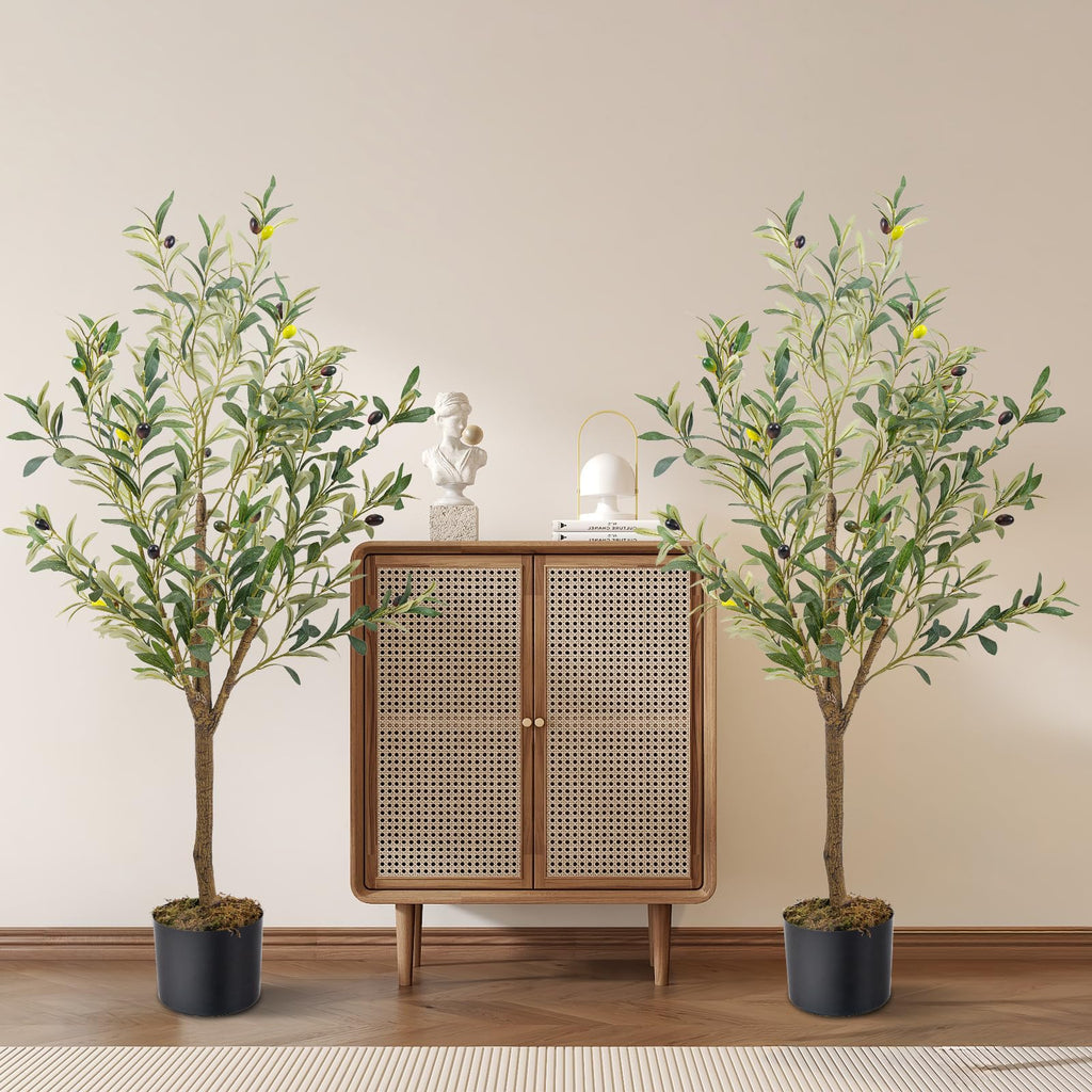 Artificial Fake Olive Tree 4FT 2Pack Faux Olive Tree Decor