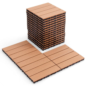 Interlocking Deck Tiles 18 Pack - 18 sq.ft Composite Outdoor Flooring Covering All Weather Use, 12 x 12 in Patio