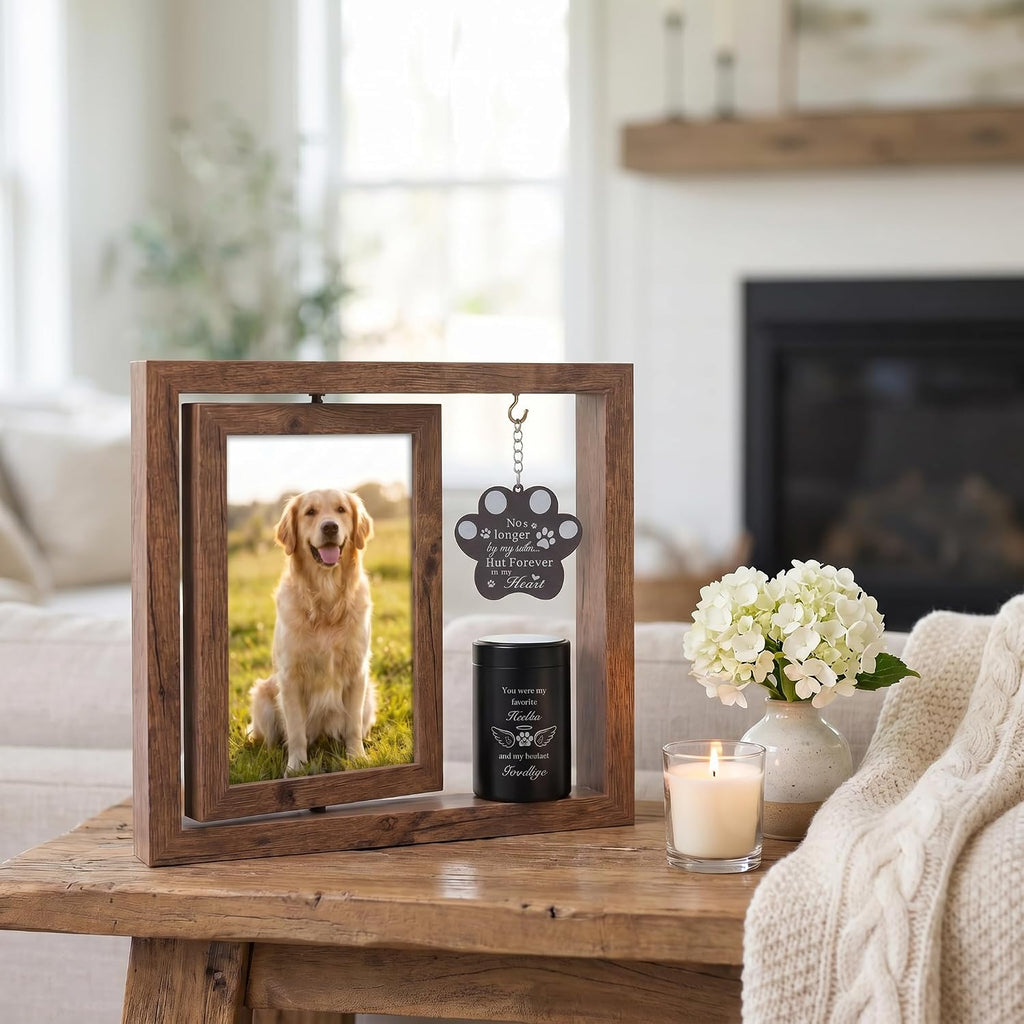 Memorial Gifts for Loss of Pet - Memorial Picture Frame and Small Urn Set