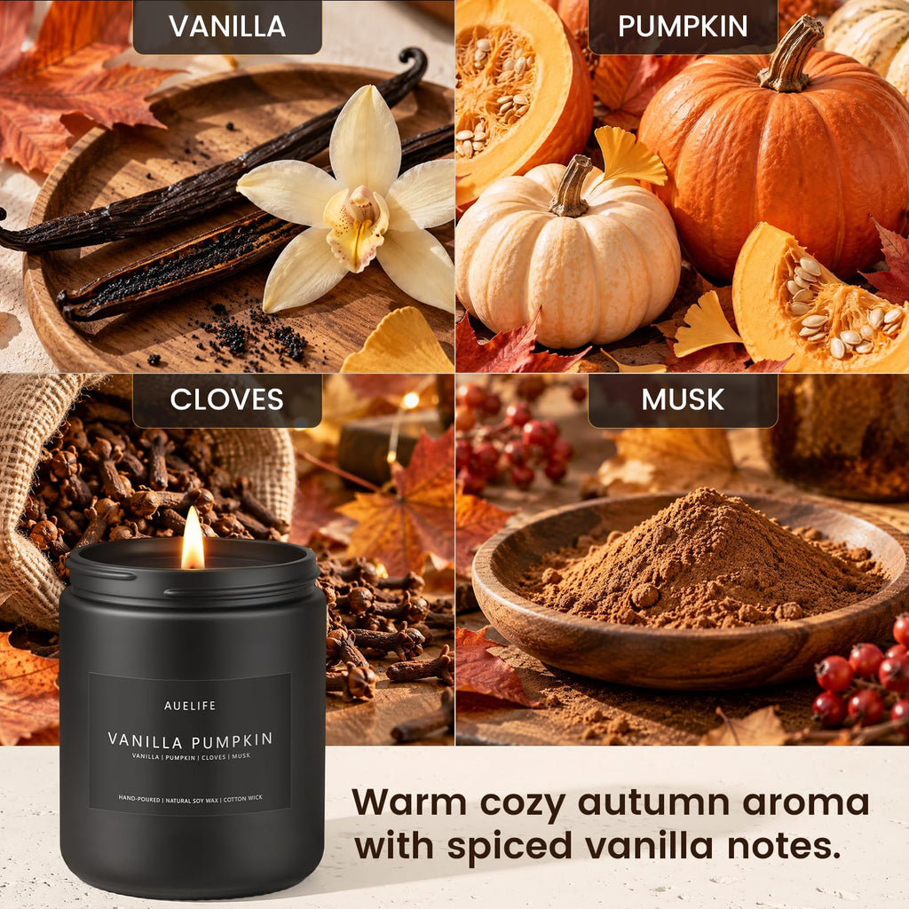 Fall Candle, Vanilla Pumpkin Scented, Soy Wax