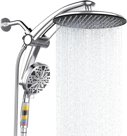 Shower Head with filtered Handheld High Pressure daul Shower Heads with Handheld Spray Combo and 10 Sprays Handheld