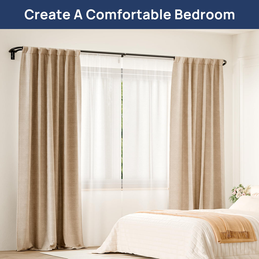 48-84" Double Curtain Rod for Blackout, Quick Release, Black