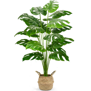 44" Tall Fake Plants, Artificial Tree in Round Basket Home Decor