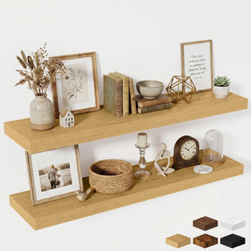 55 Inch Floating Shelves for Wall - 12 Inch Deep Fireplace Mantel Shelf - Wood Floating Shelf for Wall - Large