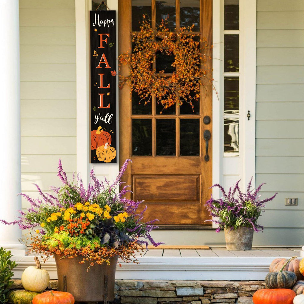Happy Fall Y'all Welcome Porch Sign Decor Autumn Pumpkin Wooden Hanging Sign Door Porch Standing Decorative Signs