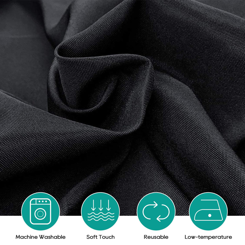 5 Pack 120 Inch Black Tablecloths for Round Tables
