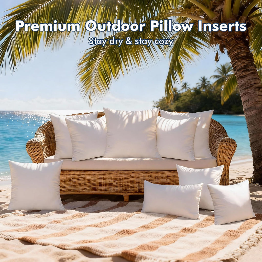 4 Pack 20x20 Outdoor Pillows, Water Resistant Throw Pillow Inserts