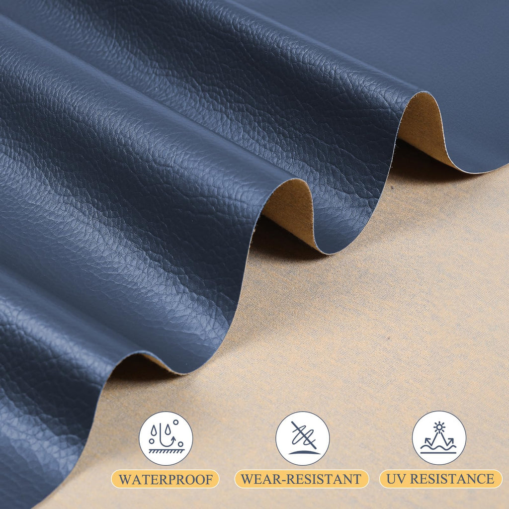Faux Leather 0.7mm Upholstery Fabric by the Yard 55x36 Inch Navy Blue