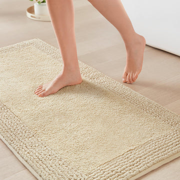 Splendor Reversible 100% Cotton Bath Rug, 24 x 44, Natural