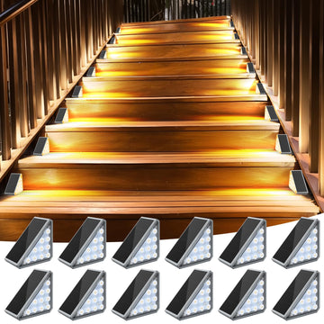 Solar Step Lights, 12 Pack Warm White Stair Lights Outdoor Waterproof