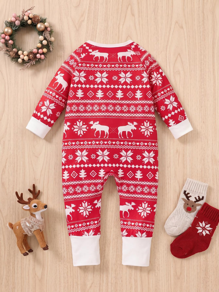 Family Christmas Matching Sets Long Sleeve Crewneck Holiday Graphic Cute Festival Outfits(Red|Reindeer&Chistmas