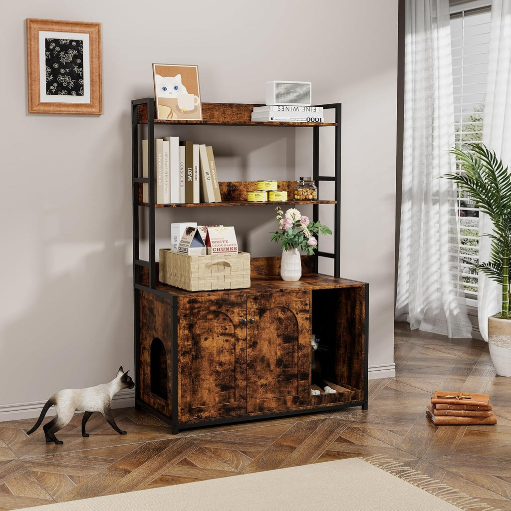Large Litter Box Enclosure with Storage Shelves