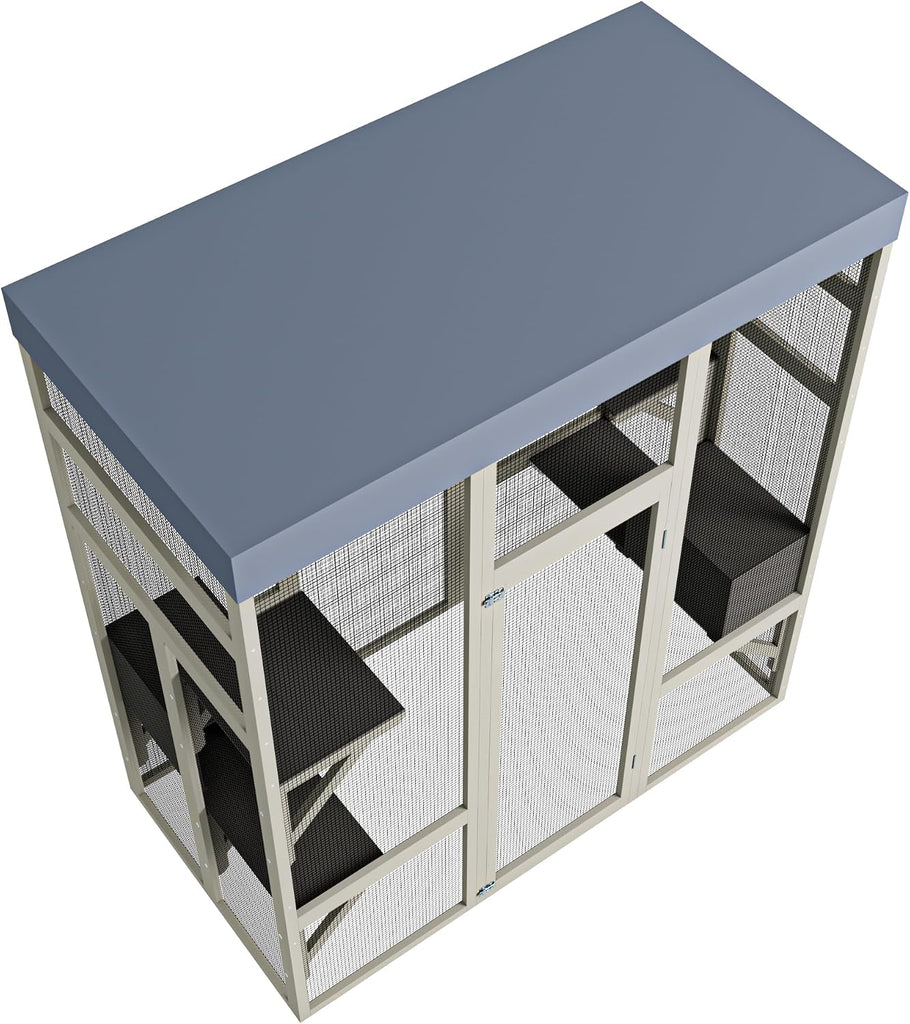 Large Outdoor Cat Enclosure Catio w/ 5 Platforms & 2 Napping House