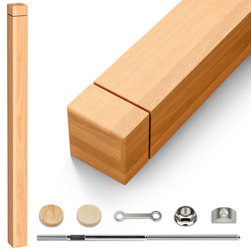 Stair Newel Post Kit 3"x3"x48" with Hardware & 2 Wood Plugs for a Hidden