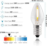 LED Night Light Bulb - C7 E12 LED Bulbs - Candelabra Light Bulbs, 1 Watt Equivalent 10W Incandescent Bulb, Warm White