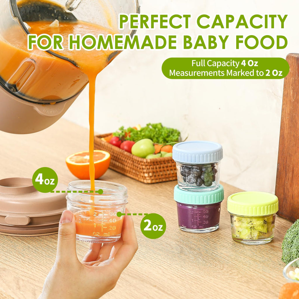 20 pcs Baby Food Storage Containers 4 Oz Small Glass Jars with Lids