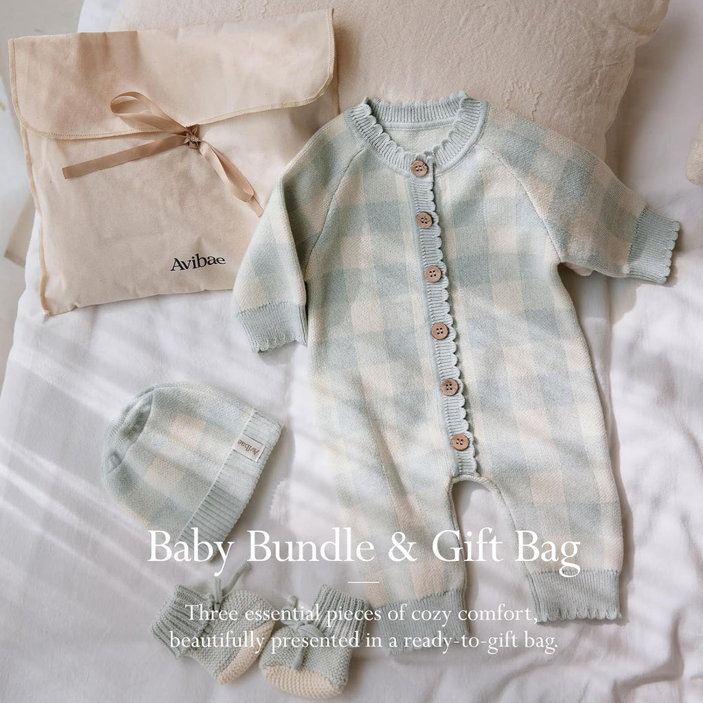 Piece Cotton Newborn Baby Set with Knit Outfit, Hat, Booties