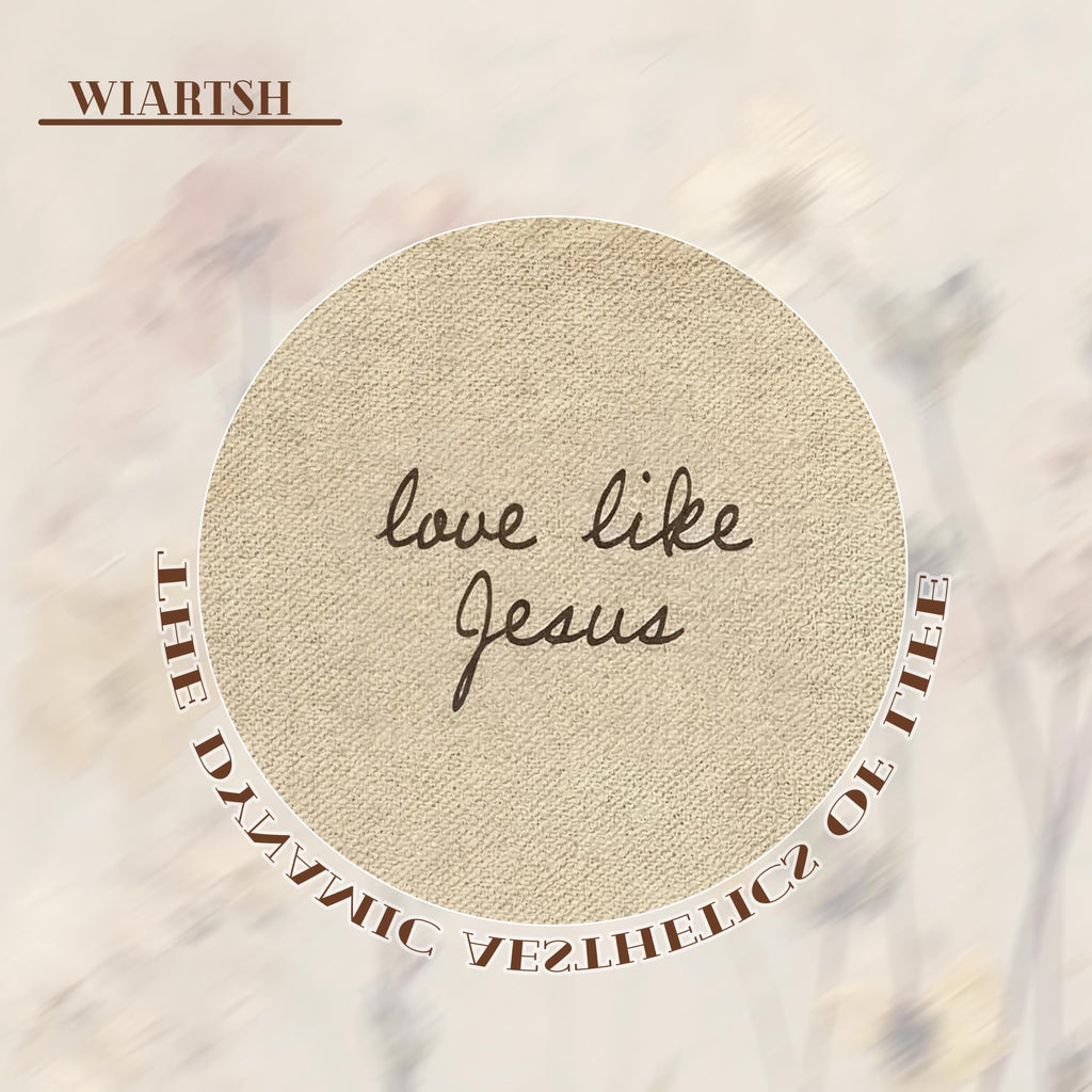Gold Framed Vintage Love Like Jesus Wall Art, Christian Faith Quote Picture Wall Decor, Beige Gingham Religious