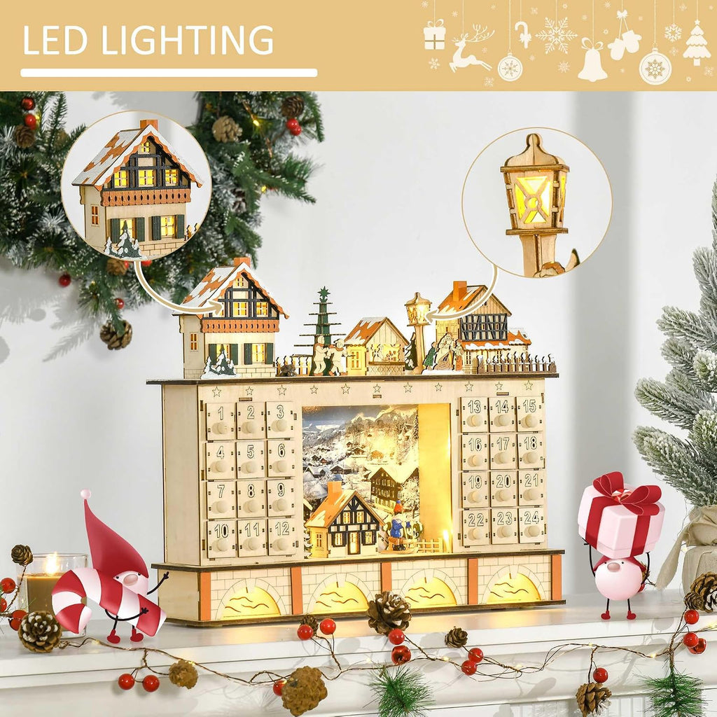 Christmas Advent Calendar Light Up for Kids and Adults Natural