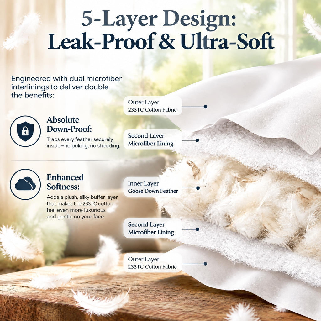 Hotel-Style 28x28 Goose Feather Down Euro Pillow Insert for Sofa & Bed - 100% Odorless & Plump Cushion Filler