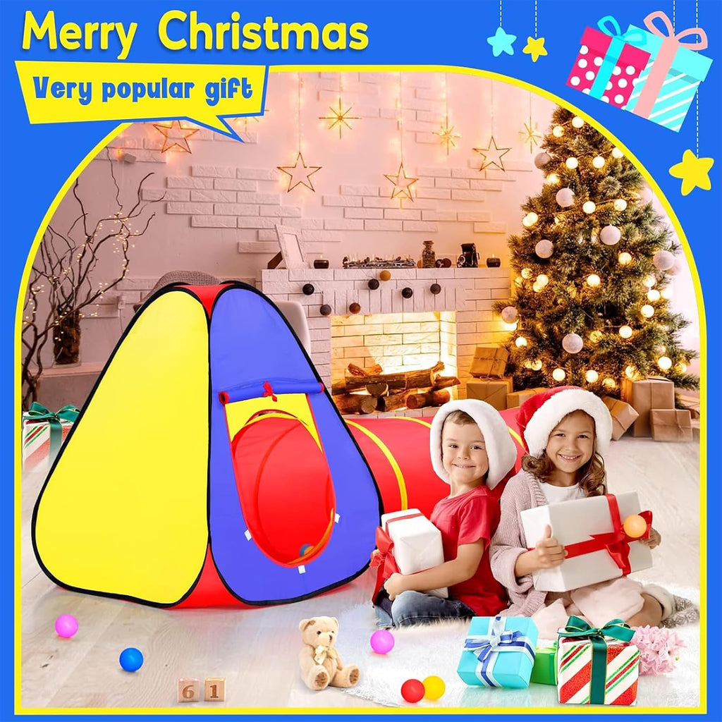 Kids Play Tent with Ball Pit and Crawl Tunnel Toddlers Playhouse Gift Toy
