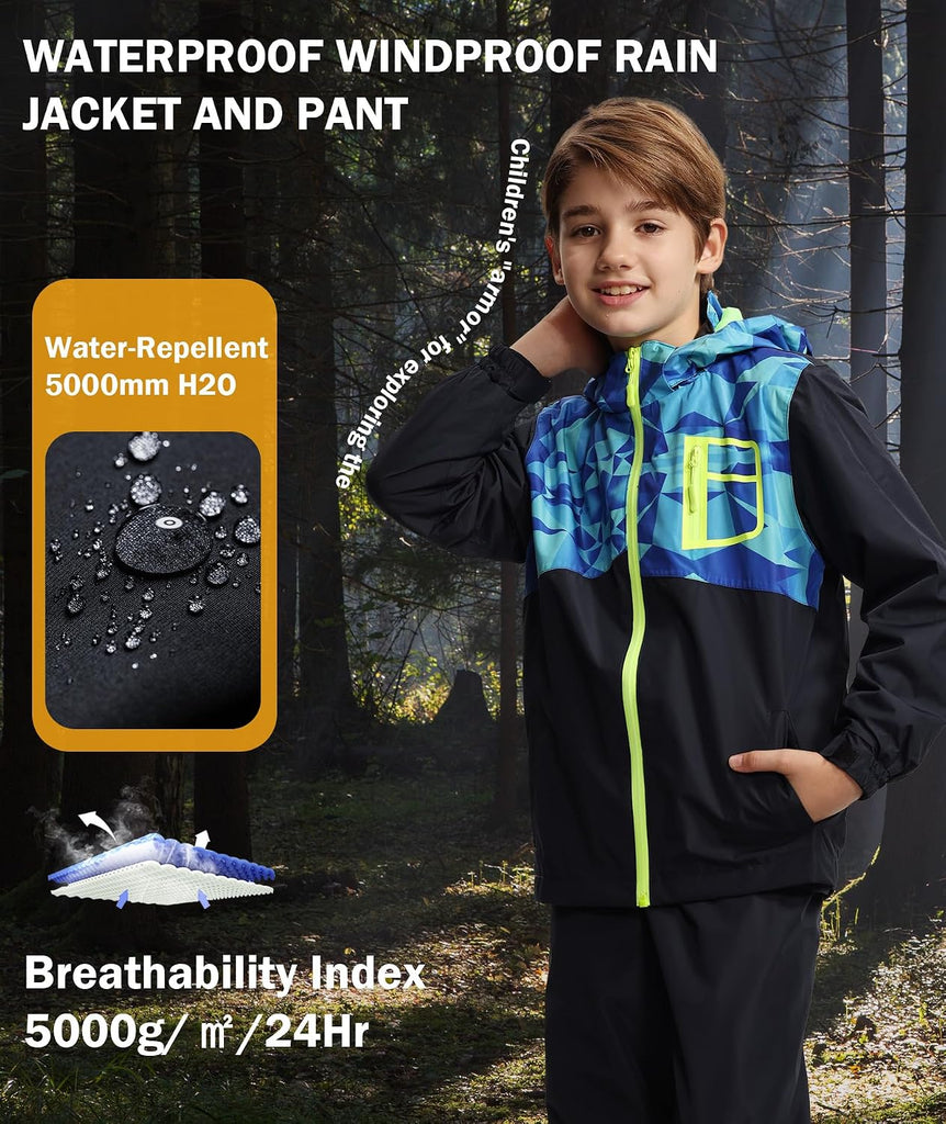 Kids Rain Suit Boys Girls Rain Gear Youth Rain Jacket and Pant