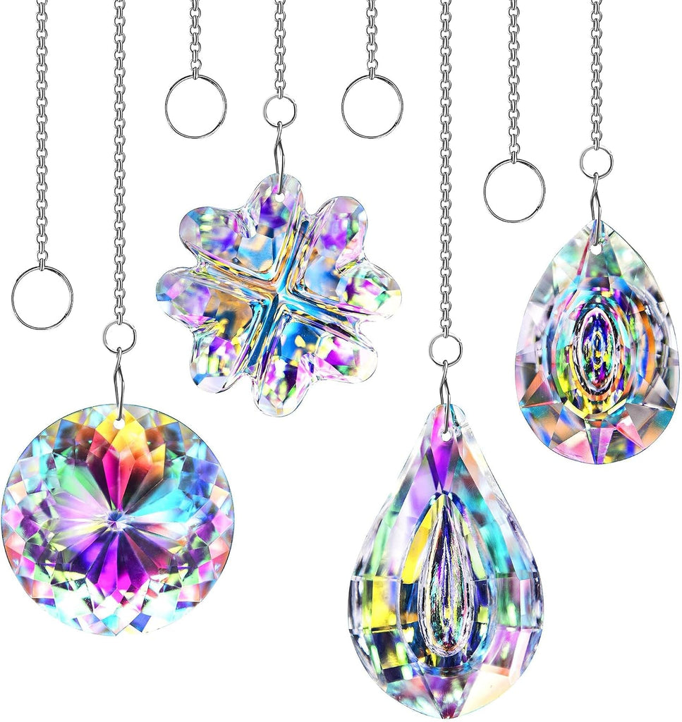 4pcs Prisms Crystal Suncatchers for Window Hanging Sun Catchers Indoor - Colorful,Rainbow Maker