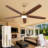 Savey'Sley 60" Ceiling Fan with LED Light and Remote - White Gold