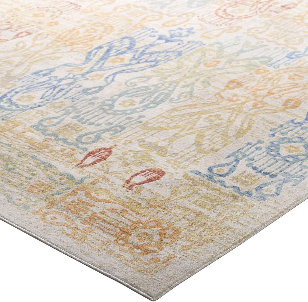 Solimar Distressed Colorful Southwestern Aztec Area Rug in Multicolored