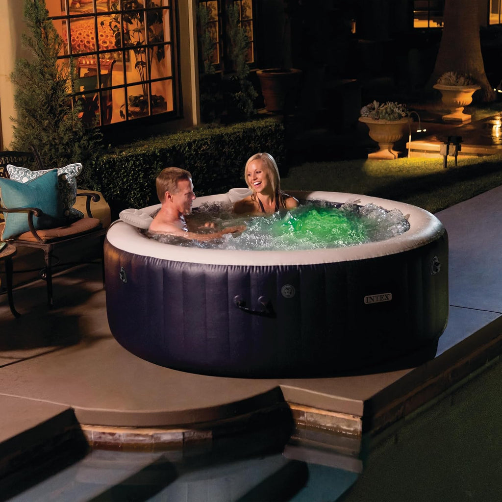 PureSpa 4 Person Inflatable Hot Tub with Energy-Efficient Spa Cover | 28429EH Bubble Massage: Built-in Hard Water