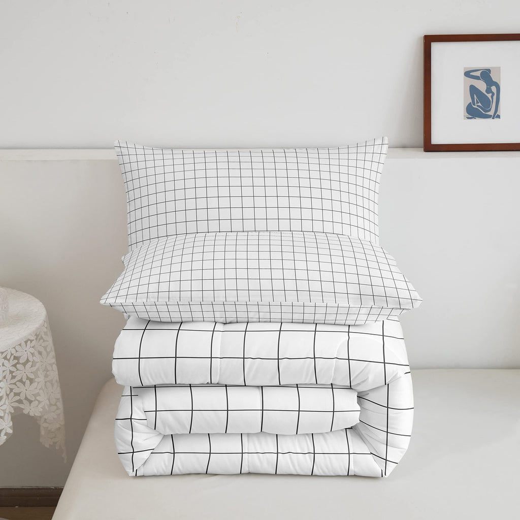 Buffalo Plaid Comforter Set Reversible Black Gray White