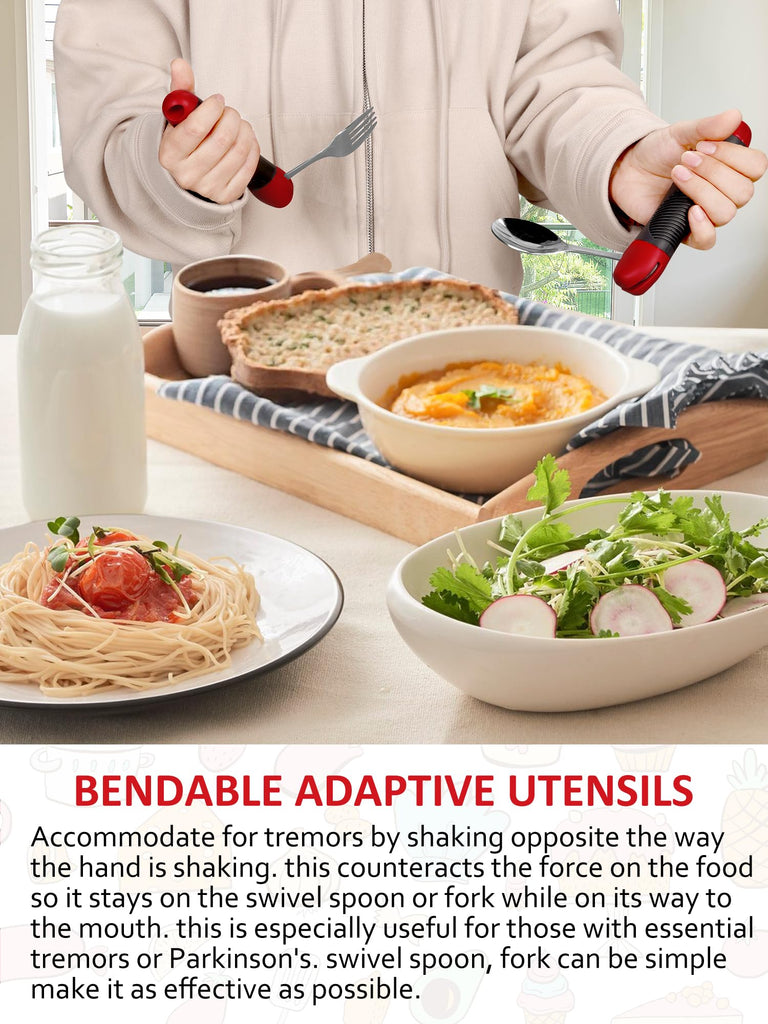 Adaptive Utensils Weighted Spoon Fork Set for Hand Tremors, Parkinson's & Arthritis