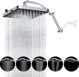 Rain Shower Head, 13'' High Pressure Rainfall Square 5 Spray Mode Showerhead with 16" Shower Head Extension Arm