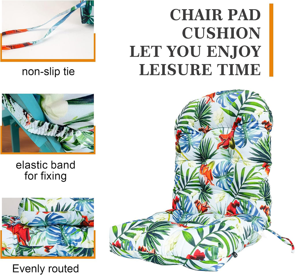 Outdoor Adirondack Chair Cushion with Pattern 44x21x4 inch, 1 Pack | Waterproof Rocking Chairs Cushion