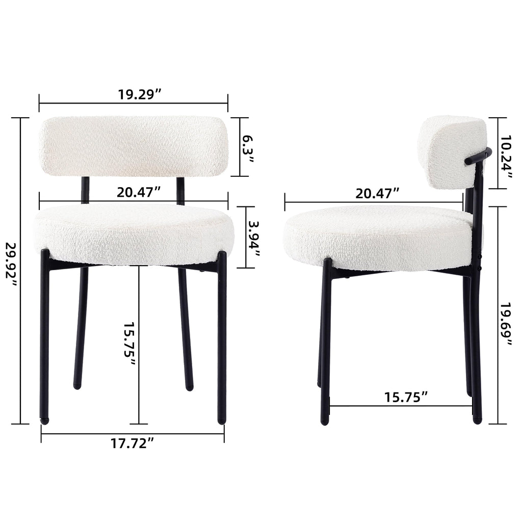 Boucle Set of 4, Upholstered Dining Room Chairs White