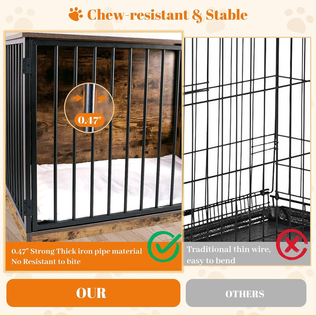 Dog Crate Furniture for Large Dogs, Rustic Brown